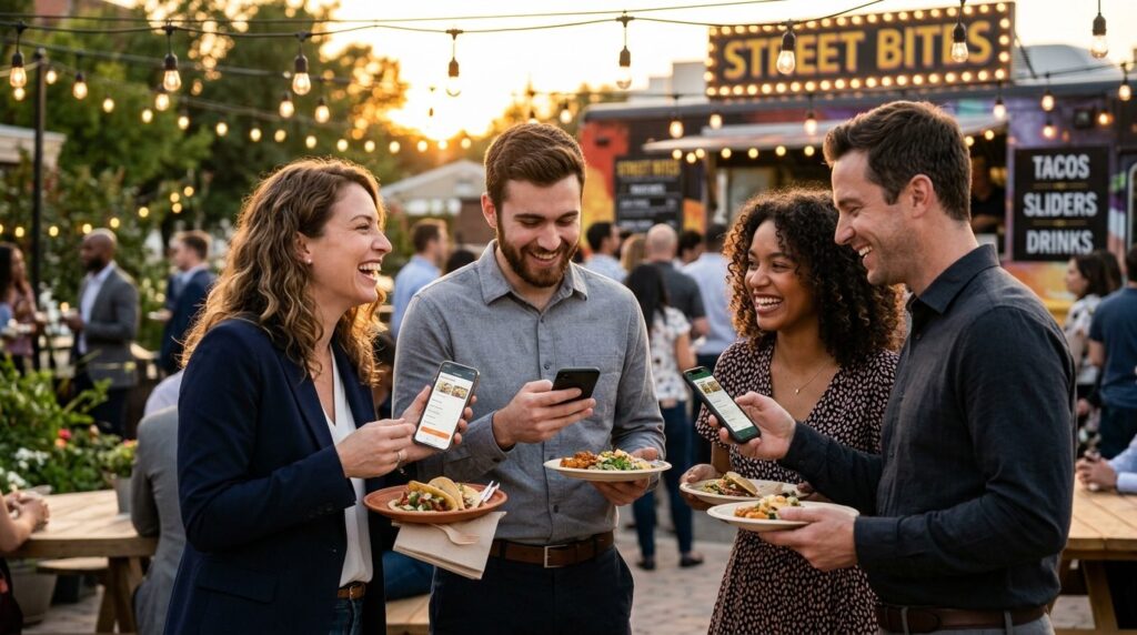 Cinematic shot of a happy group of young professionals at an