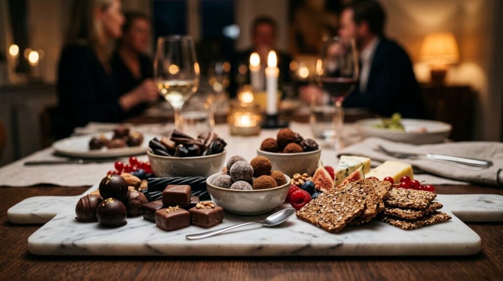 Close-up professional food photography of assorted Danish de